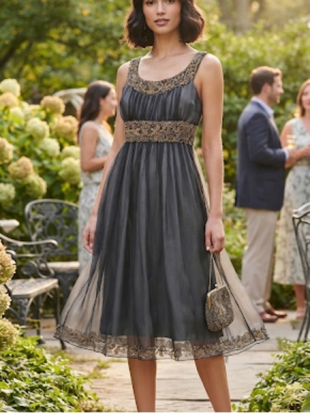 Adrianna Papell y2k Beaded silk Dress 4